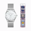Best Set Code TS weiße Uhr und Armband farbiger Nachthimmel Damen Uhren|Damenuhren